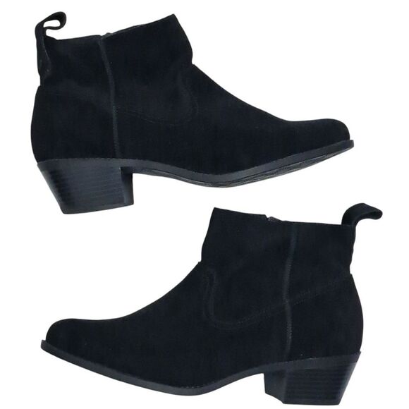 Vionic Vera Water Resistant Western Suede Ankle Boots Size 9.5 Black - Picture 1 of 14